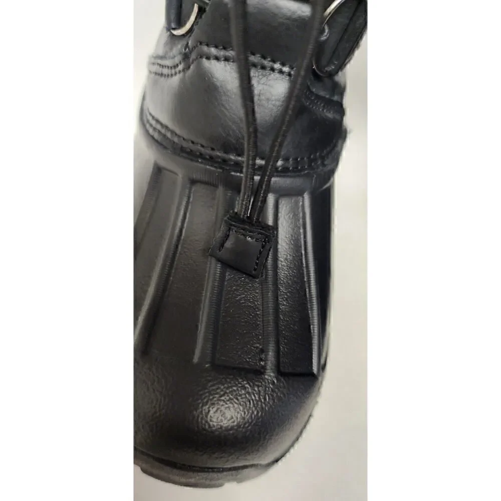 Toddler Kid's Lace Up Elastic Black Faux Fur Snow Boots Size 30/12.5